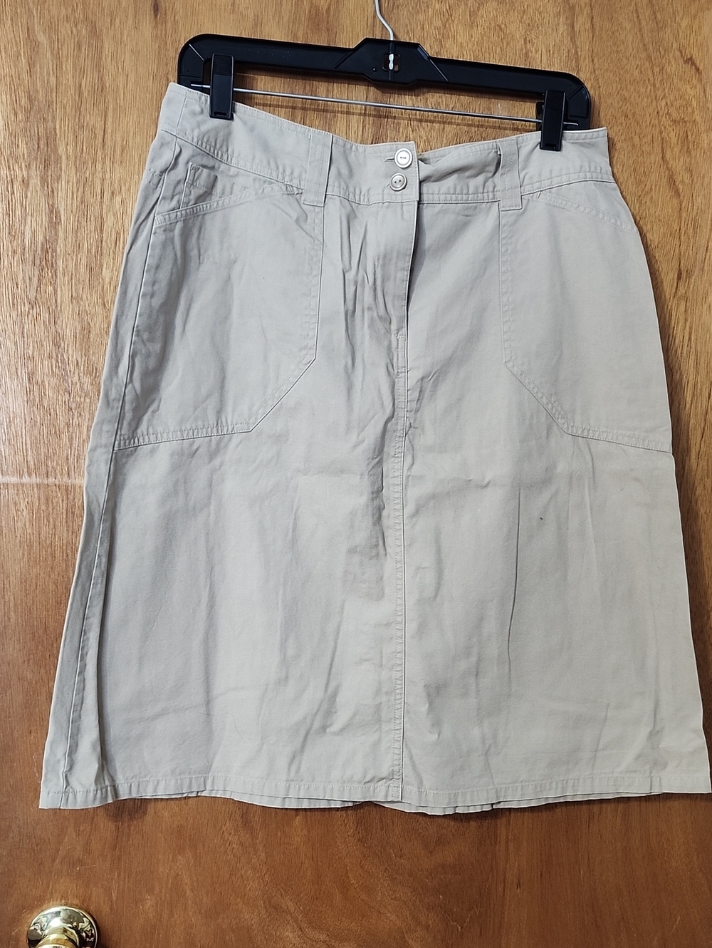 Christopher & Banks Classic A-Line Cotton Skirt in Light Khaki